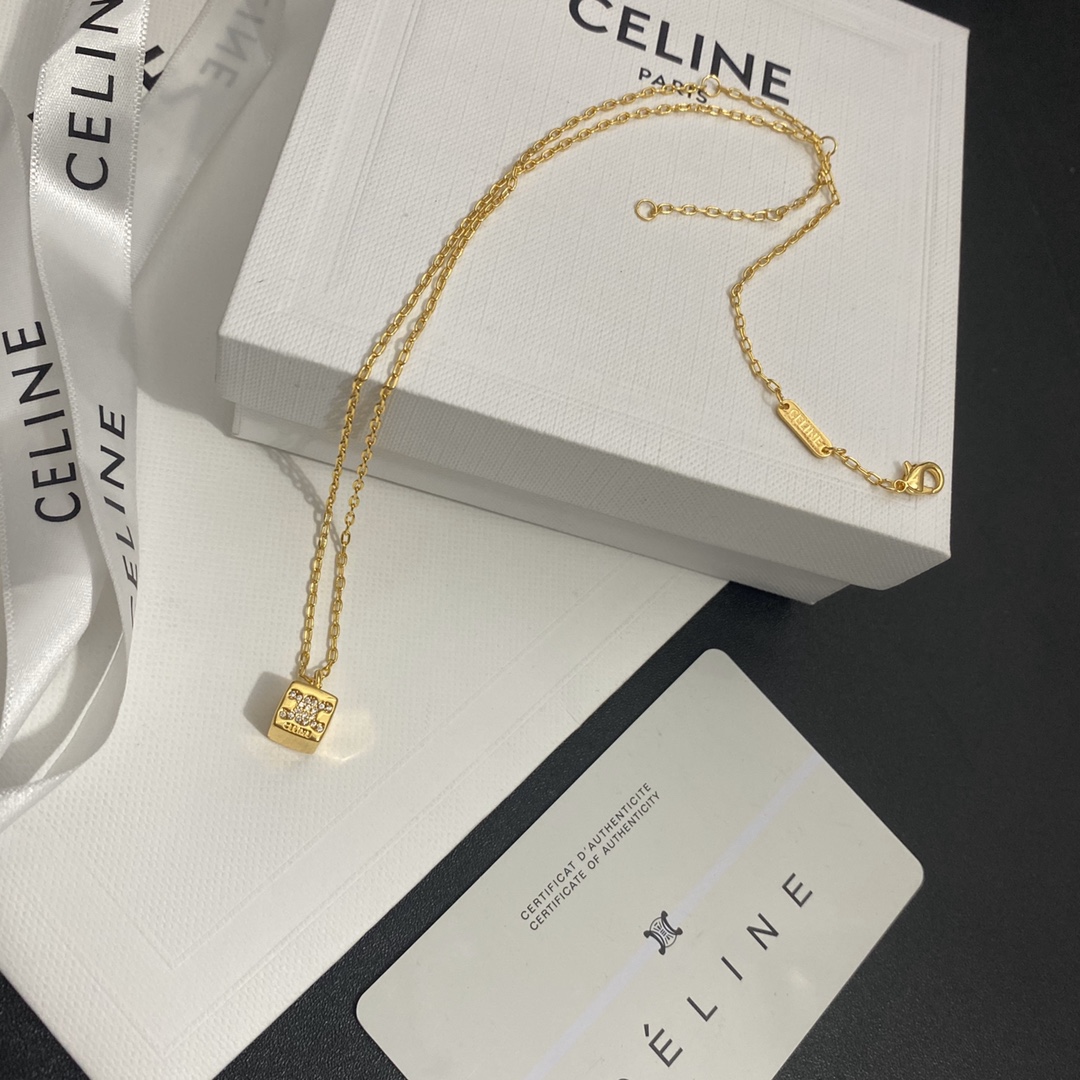 Celine Mirrored Pendant Necklace: Reflective Surface with Engraving 11 a1655026278233 6024