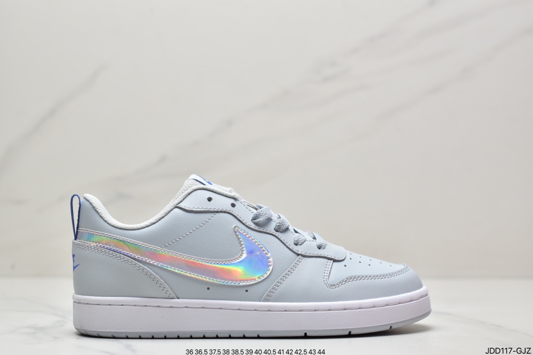 120 耐克Nike Court Borough Low 2”Grey/White/Lake Blue”学院系列休闲运动皮革板鞋BQ5448