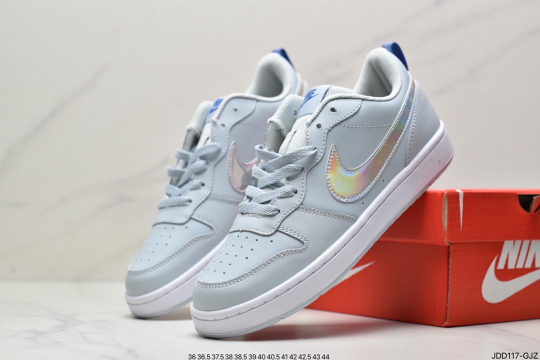 120 耐克Nike Court Borough Low 2”Grey/White/Lake Blue”学院系列休闲运动皮革板鞋BQ5448