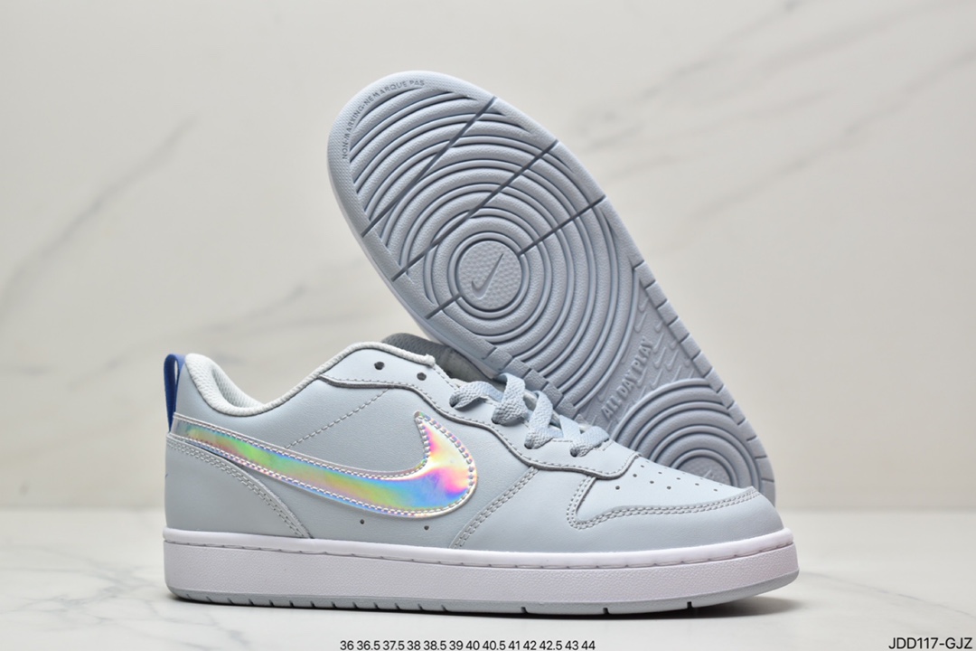 120 耐克Nike Court Borough Low 2”Grey/White/Lake Blue”学院系列休闲运动皮革板鞋BQ5448