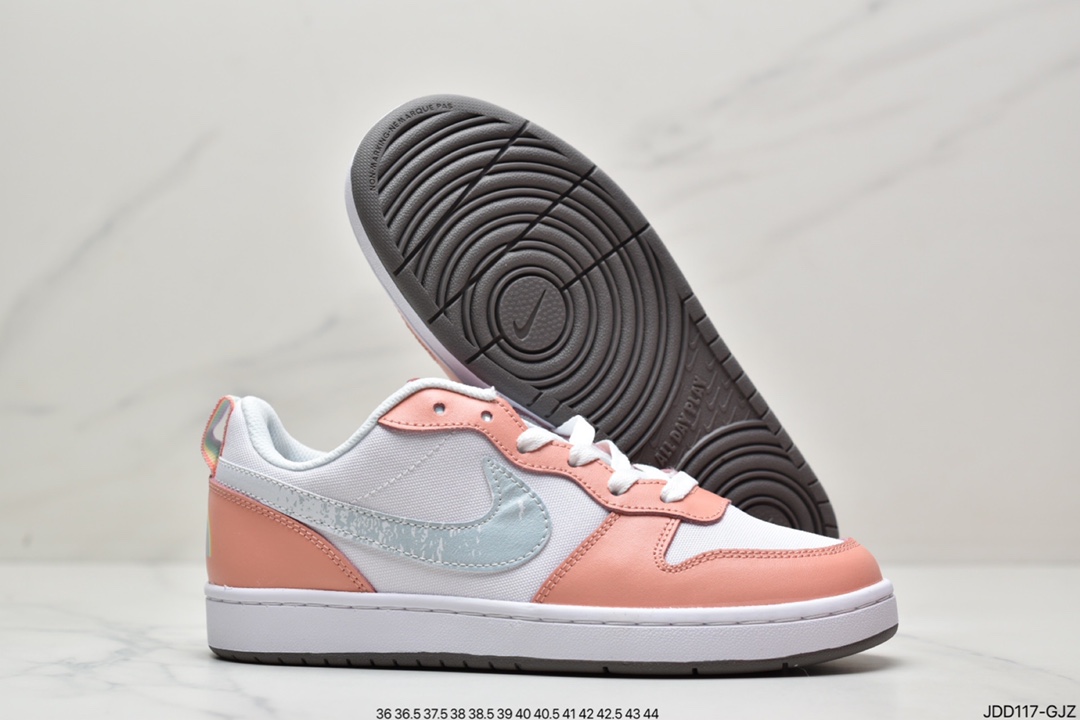 120 耐克Nike Court Borough Low 2”Grey/White/Lake Blue”学院系列休闲运动皮革板鞋BQ5448