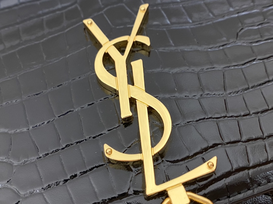 YSL KATE 19CM 流苏链条包 452159鳄鱼纹/黑色金扣