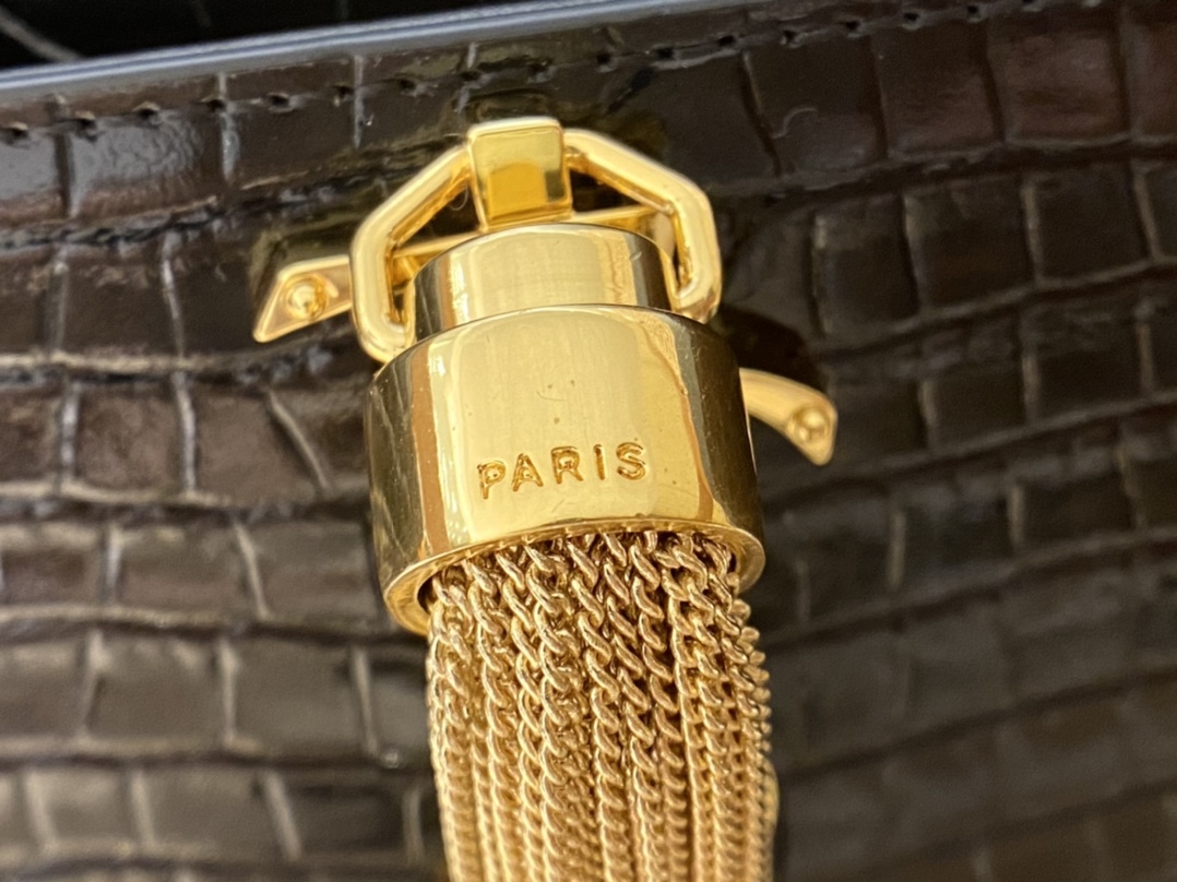 YSL KATE 19CM 流苏链条包 452159鳄鱼纹/黑色金扣