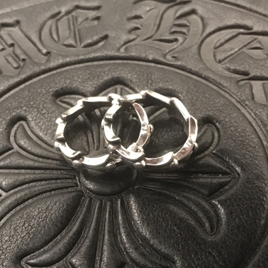 Chrome Hearts 高版本克罗心鸢尾花波浪纹鱼骨戒指