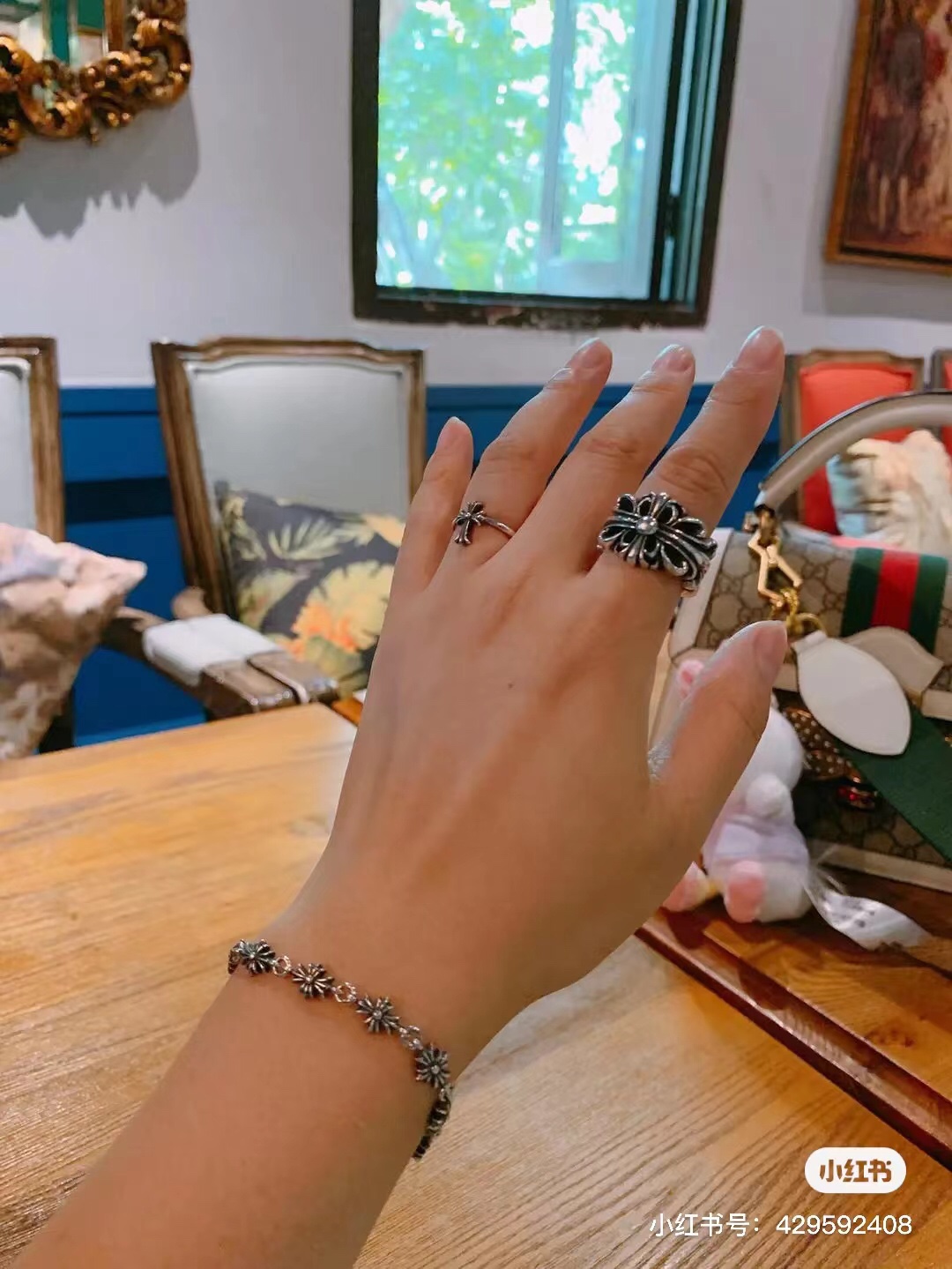 Chrome Hearts 高版本克罗心长十字花小戒指，细节到位刻字清晰，男女均可佩戴，美码5至9可选