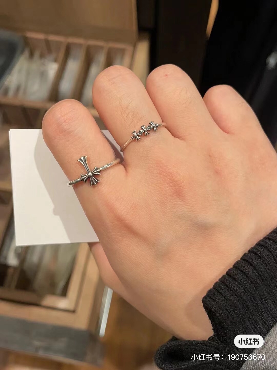Chrome Hearts 高版本克罗心长十字花小戒指，细节到位刻字清晰，男女均可佩戴，美码5至9可选