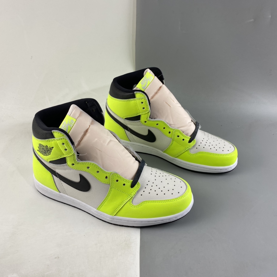 P420  Air Jordan 1 Hi OG “Visionaire”乔丹1代高帮篮球鞋/黑白 荧光绿 555088-702