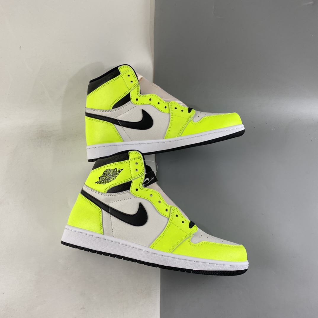 P420  Air Jordan 1 Hi OG “Visionaire”乔丹1代高帮篮球鞋/黑白 荧光绿 555088-702