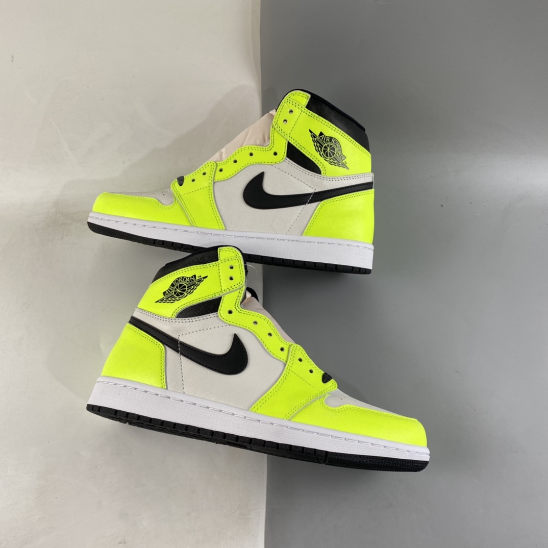 P420  Air Jordan 1 Hi OG “Visionaire”乔丹1代高帮篮球鞋/黑白 荧光绿 555088-702