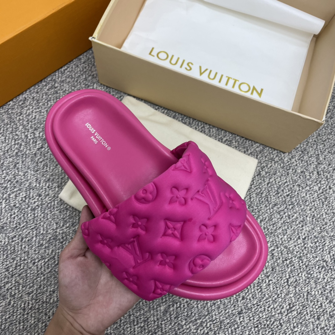 LV/路易威登 1v驴牌|𝟐𝟎𝟐𝟐春夏浮雕厚底 魔术贴拖鞋