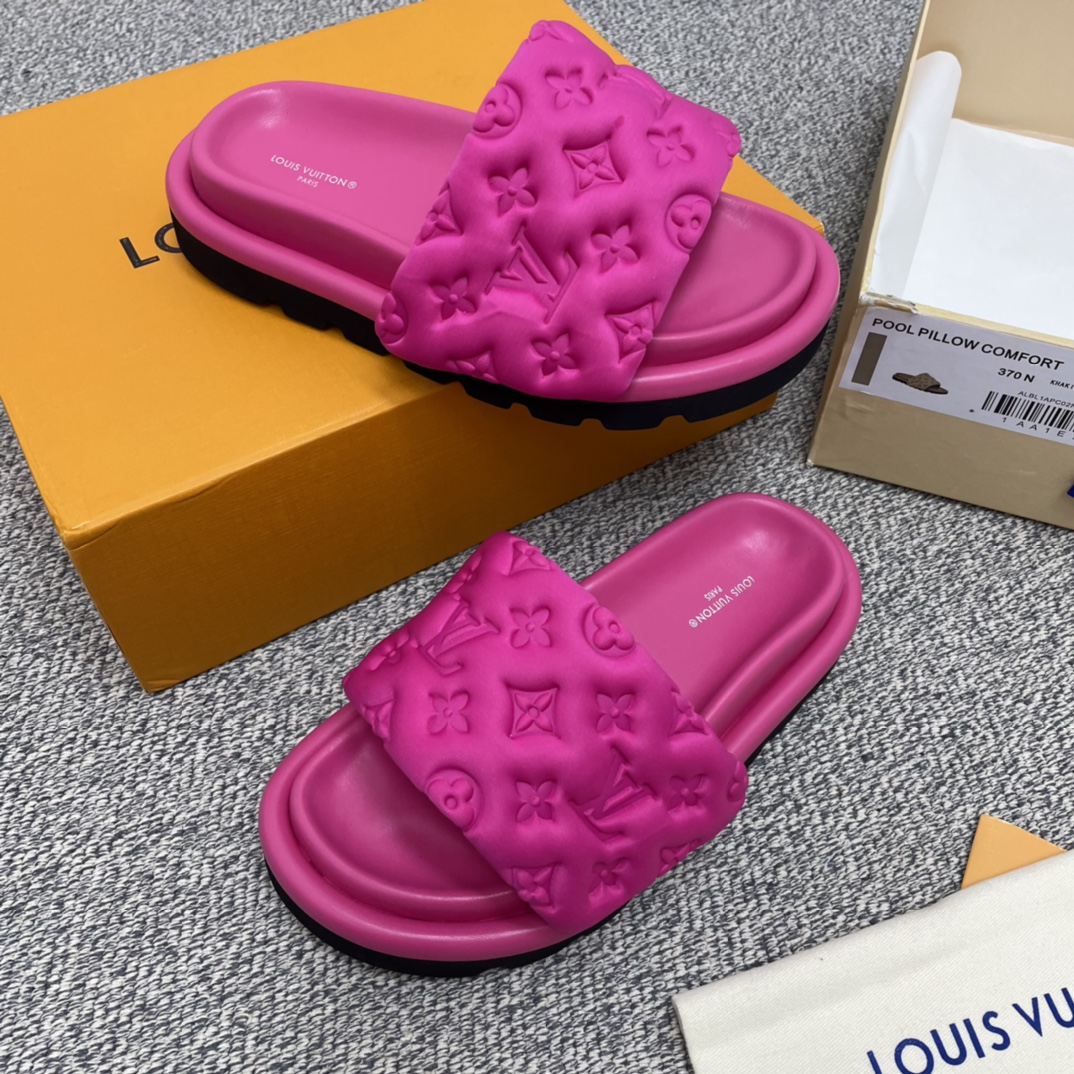 LV/路易威登 1v驴牌|𝟐𝟎𝟐𝟐春夏浮雕厚底 魔术贴拖鞋