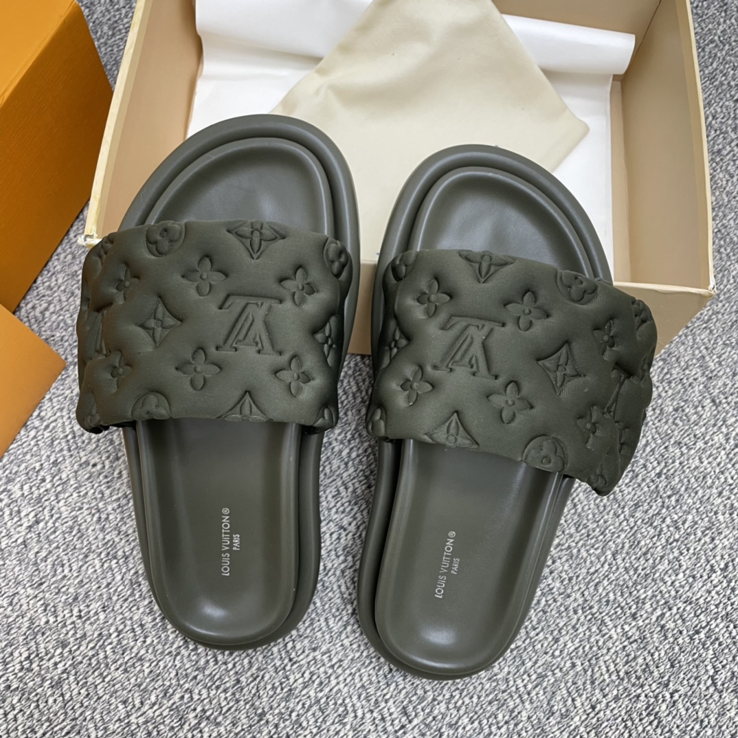 LV/路易威登 1v驴牌|𝟐𝟎𝟐𝟐春夏浮雕厚底 魔术贴拖鞋