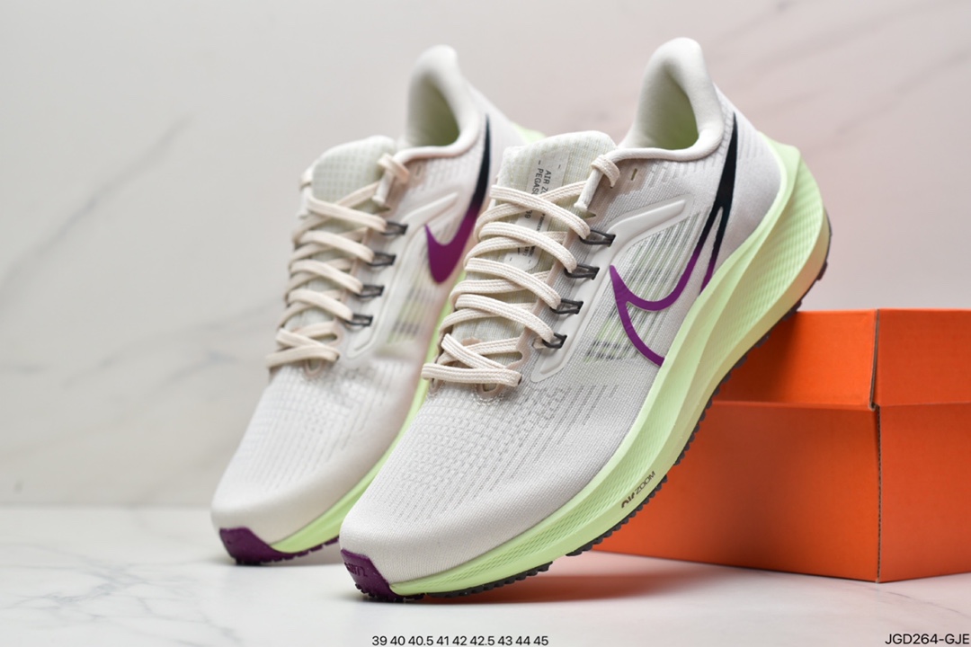 180 耐克Nike Zoom Pegasus 39”Sail/Cube Pink” 登月 39代超级飞马涡轮慢跑鞋