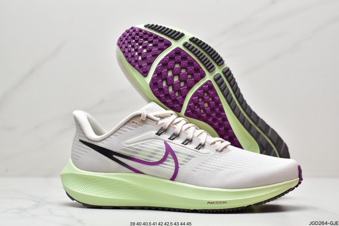 180 耐克Nike Zoom Pegasus 39”Sail/Cube Pink” 登月 39代超级飞马涡轮慢跑鞋