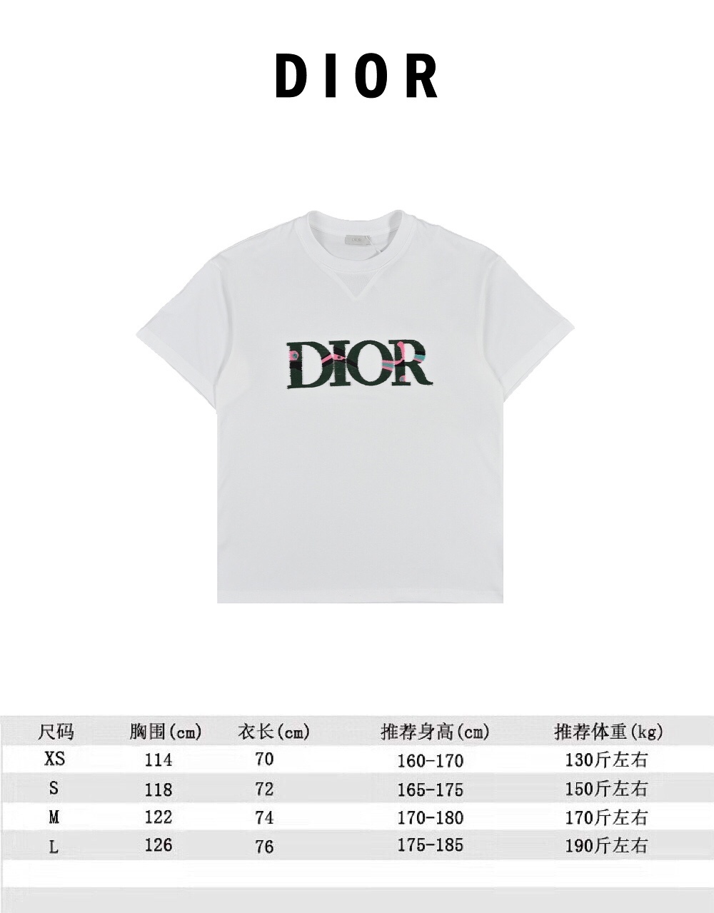 180 Dior/迪奥22ss 字母牙刷刺绣短袖男女同款