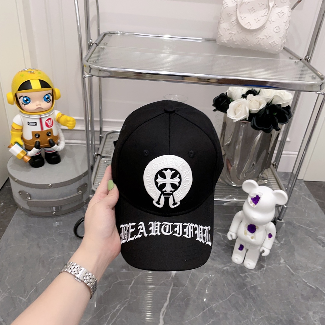 [Chrome Hearts Hats]Croxin New Classic Sanskrit Embroidered Logo Baseball Cap