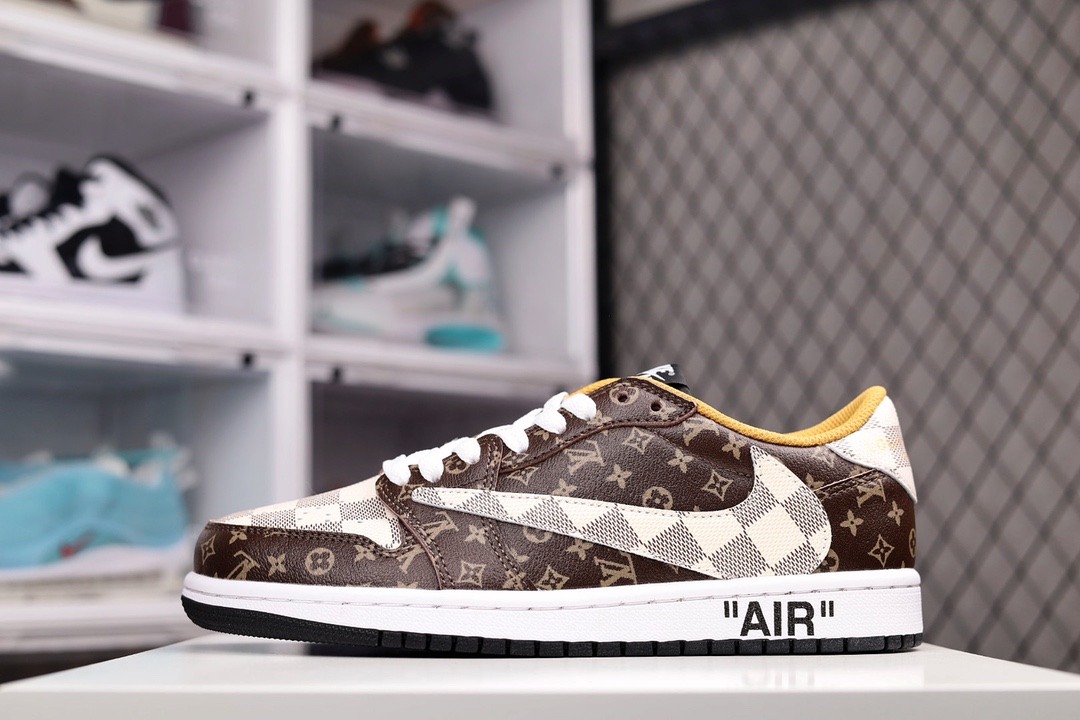 H0 Air Jordan 1 Low LV路易威登AJ1乔1低帮休闲板鞋 个性定制配色市场唯一独家头层皮打造 原厂皮料 原档冲孔鞋头 正确满胶鞋垫 四线拉帮 原厂织唛标 鞋舌高弹海绵填充WX