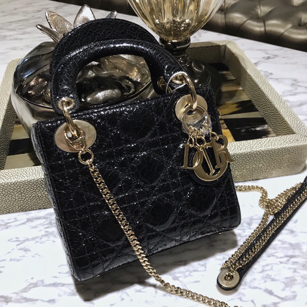 Replica Shop
 Dior Lady Handbags Crossbody & Shoulder Bags Black Deerskin