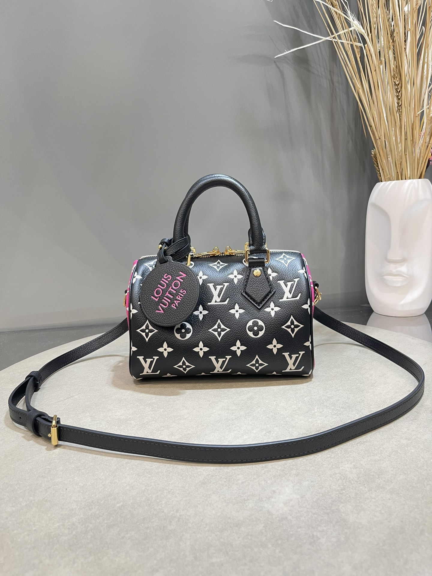 Louis Vuitton LV Speedy Bags Handbags Black Printing Empreinte​ Cowhide