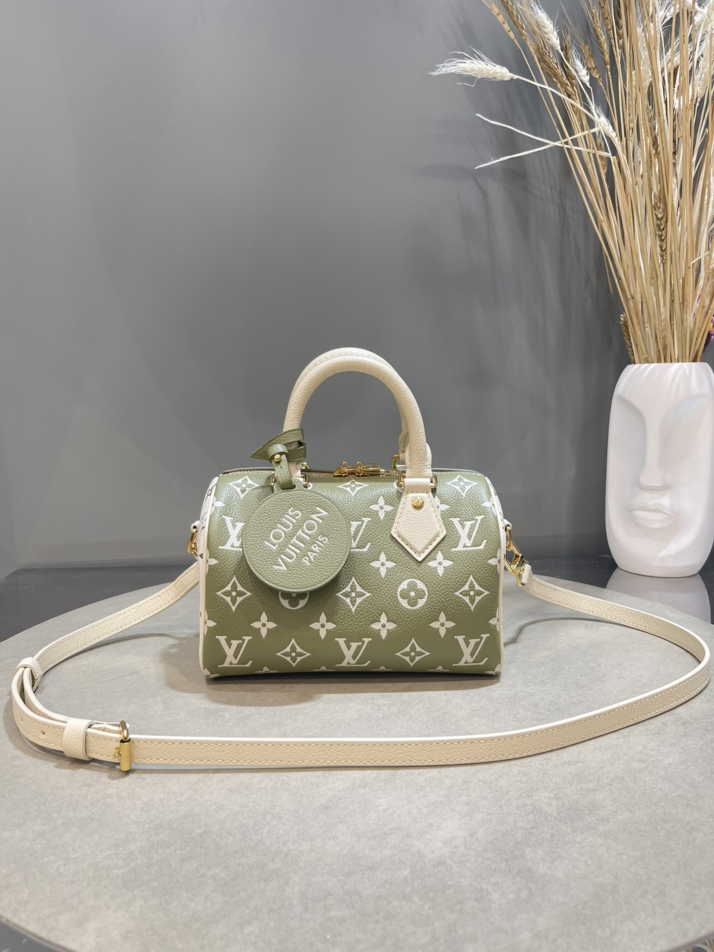 Louis Vuitton LV Speedy Bags Handbags Green Printing Empreinte​ Cowhide M46118