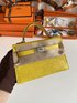 Hermes Kelly Handbags Crossbody & Shoulder Bags Yellow Silver Hardware Goat Skin Sheepskin Mini