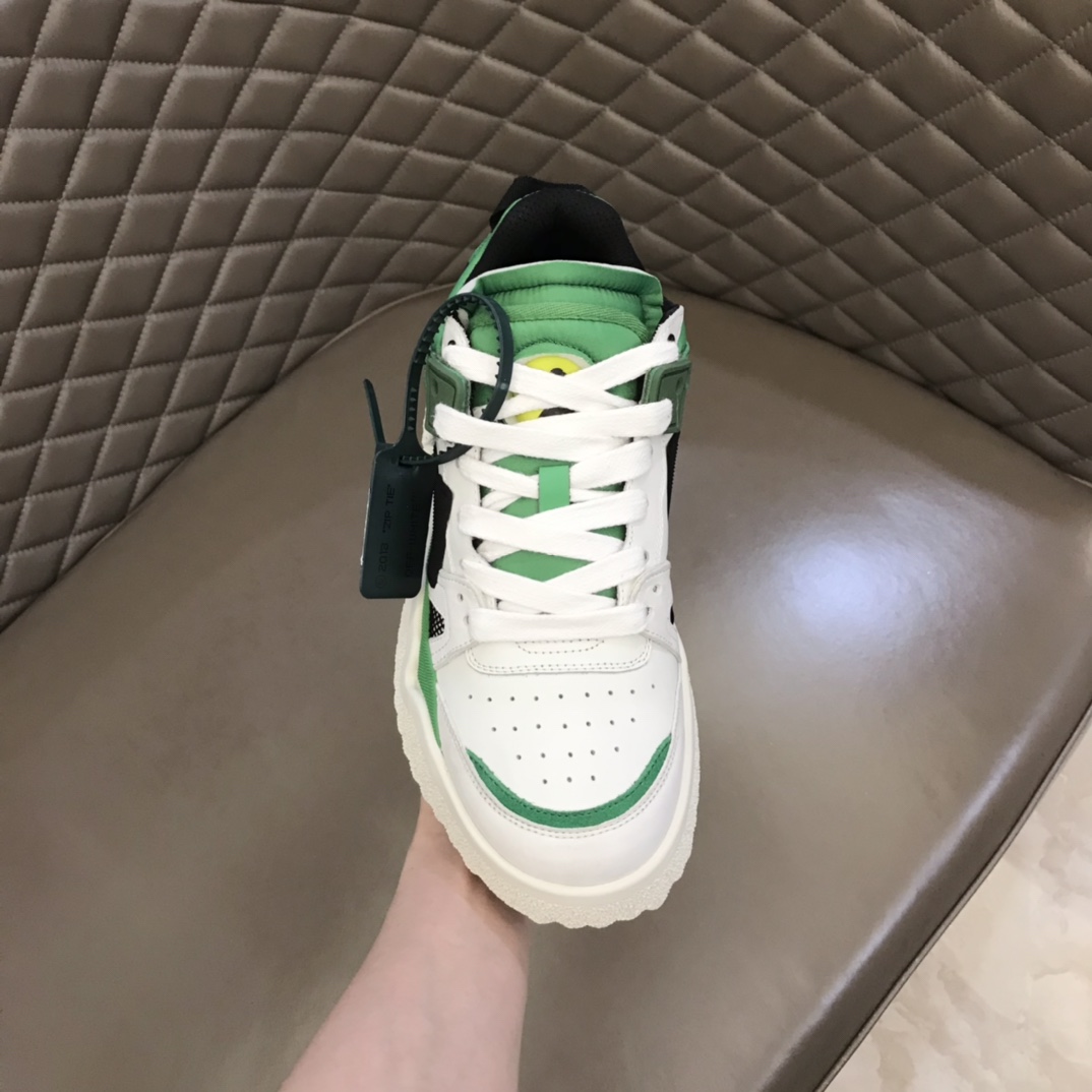OFF-WHITE 防水布料双拼牛皮高端男士休闲运动鞋