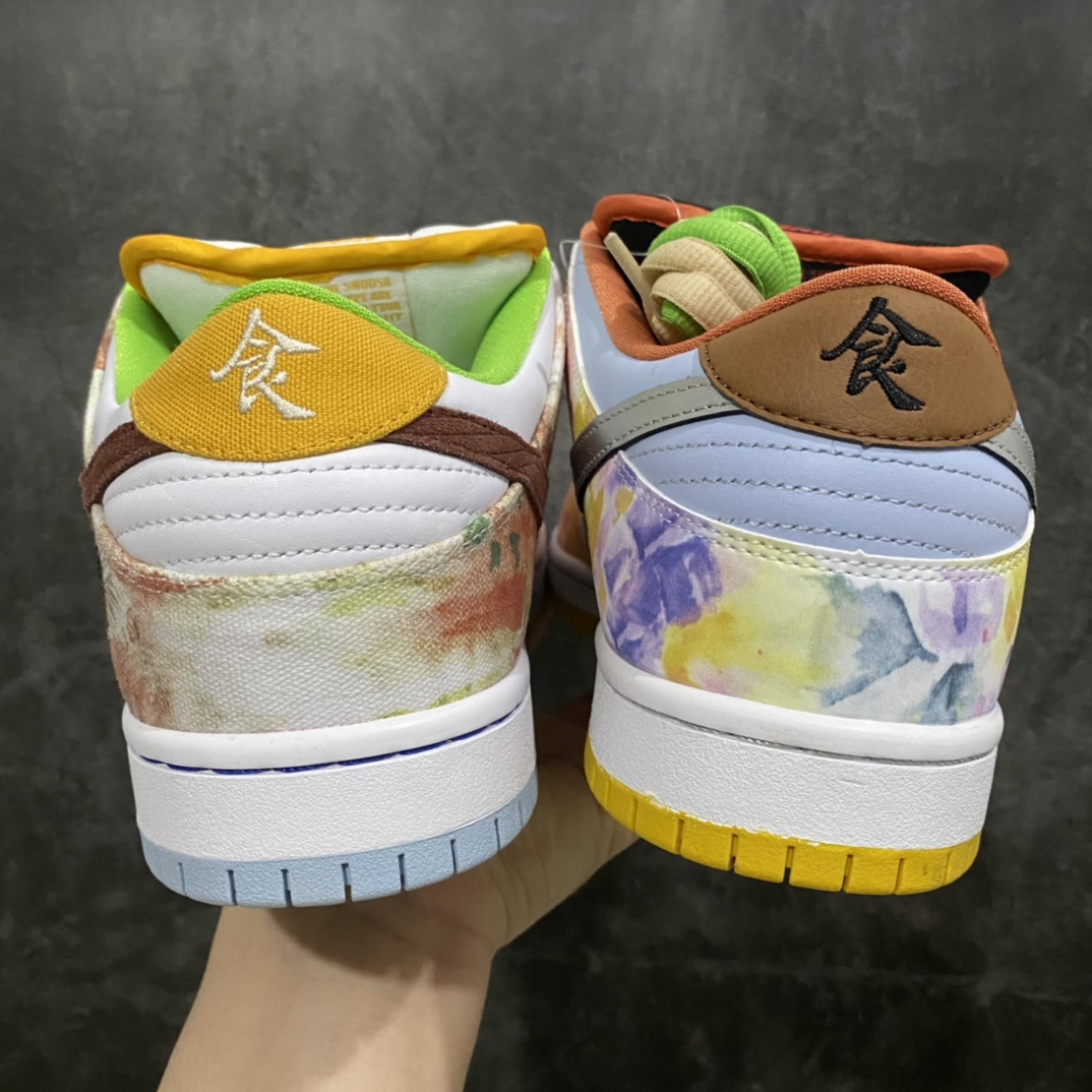 图片[6]-NK SB Dunk Low Pro \”Street Hawker\” 食神鸳鸯 Top纯原生产线出品 代表历史最强FK 市售唯一正确对版 原版礼盒 配件齐全（双倍邮费） 花费重金开发定制礼盒 全套包装 鞋身原厂透芯头层牛皮 皮料等待3个月 鞋面高频3D打印、后跟电绣 原档案数据制作 原楦原纸板开发 匹配原版98%以上 后跟垫棉独家呈现 后跟反口里弧度正确 全新后跟电绣 电绣针数与ZP一致 货号：BQ6817 尺码：36 36.5 37.5 38 38.5 39 40 40.5 41 42 42.5 43 44 44.5 45 46-选品中心