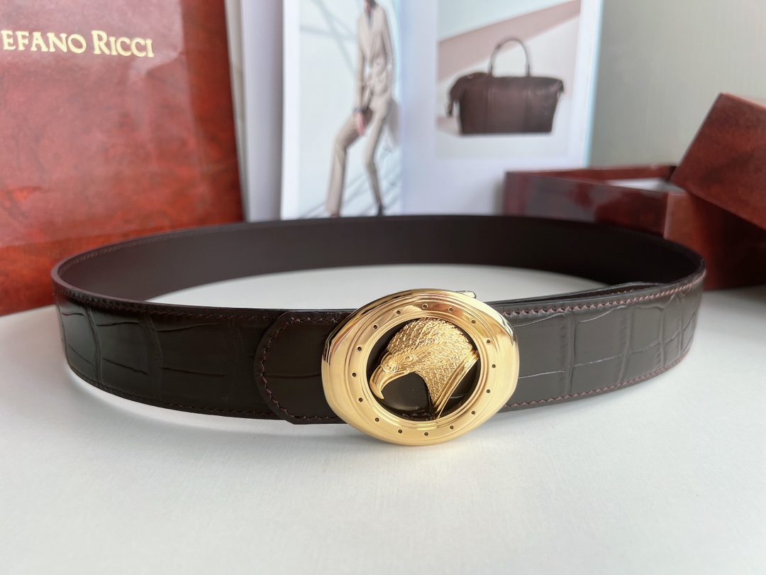 Stefano. Ricci 史蒂芬   精钢材质手工雕刻工艺鹰头男士3.8cm腰带
