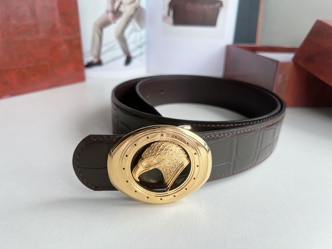 Stefano. Ricci 史蒂芬   精钢材质手工雕刻工艺鹰头男士3.8cm腰带