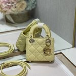 Luxury
 Dior Lady Handbags Crossbody & Shoulder Bags Gold Light Yellow Sheepskin Mini