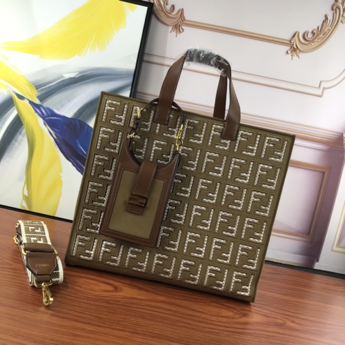 Fendi 2021 Spring Canvas Embroidered Tote Bag with Mini Phone Case 1 Fendi 2021 Spring Canvas Embroidered Tote Bag with Mini Phone Case