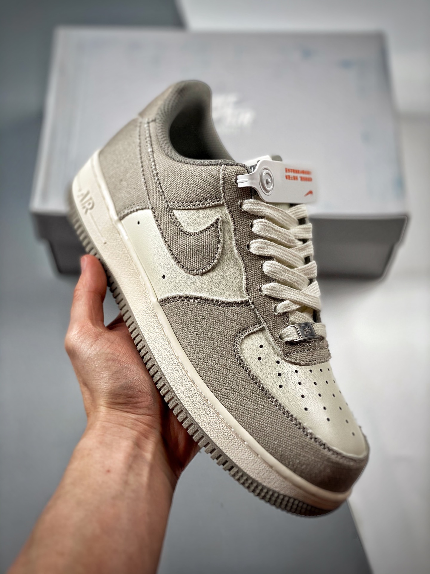 -3 Nike Air Force 1 Low '07 Color gris taro, zapatillas casuales de caña baja Air Force One, lona importada, horma orig…