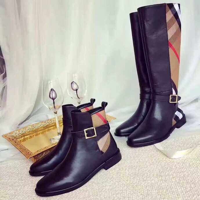 “Burberry House Check Short and Long Boots with Sheepskin and Leather Materials” - 图片 9