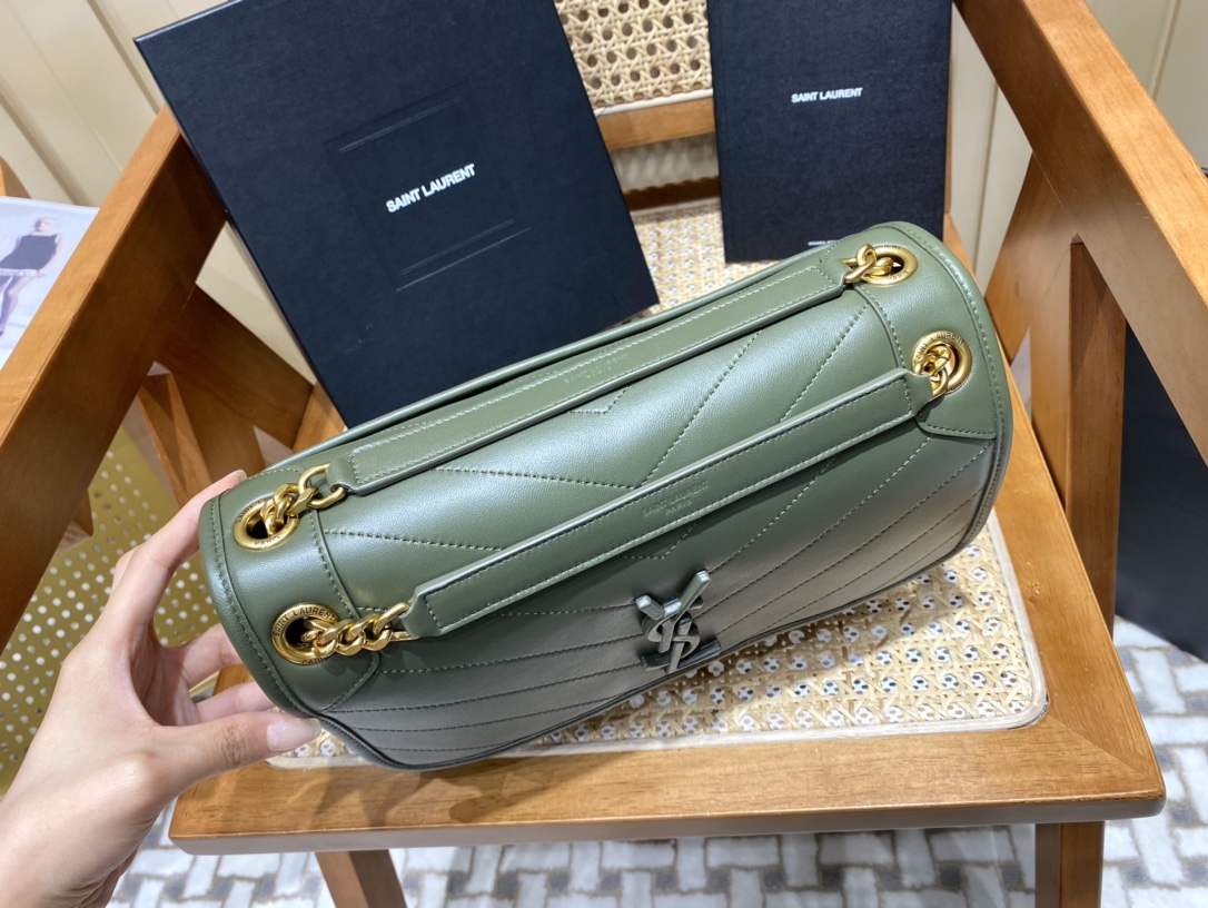 Saint laurent Ysl 𝑵𝒊𝒌𝒊 𝑳𝒂𝒎𝒃 28CM 小羊皮邮差包 498894/橄榄绿