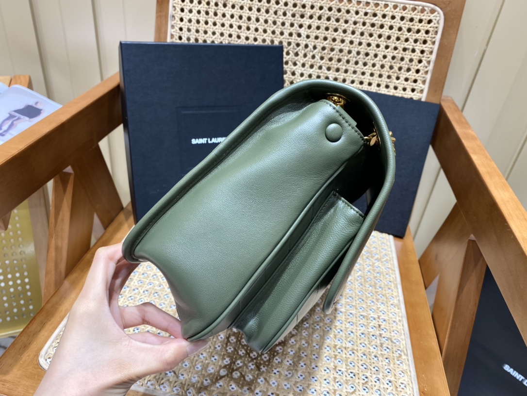Saint laurent Ysl 𝑵𝒊𝒌𝒊 𝑳𝒂𝒎𝒃 28CM 小羊皮邮差包 498894/橄榄绿