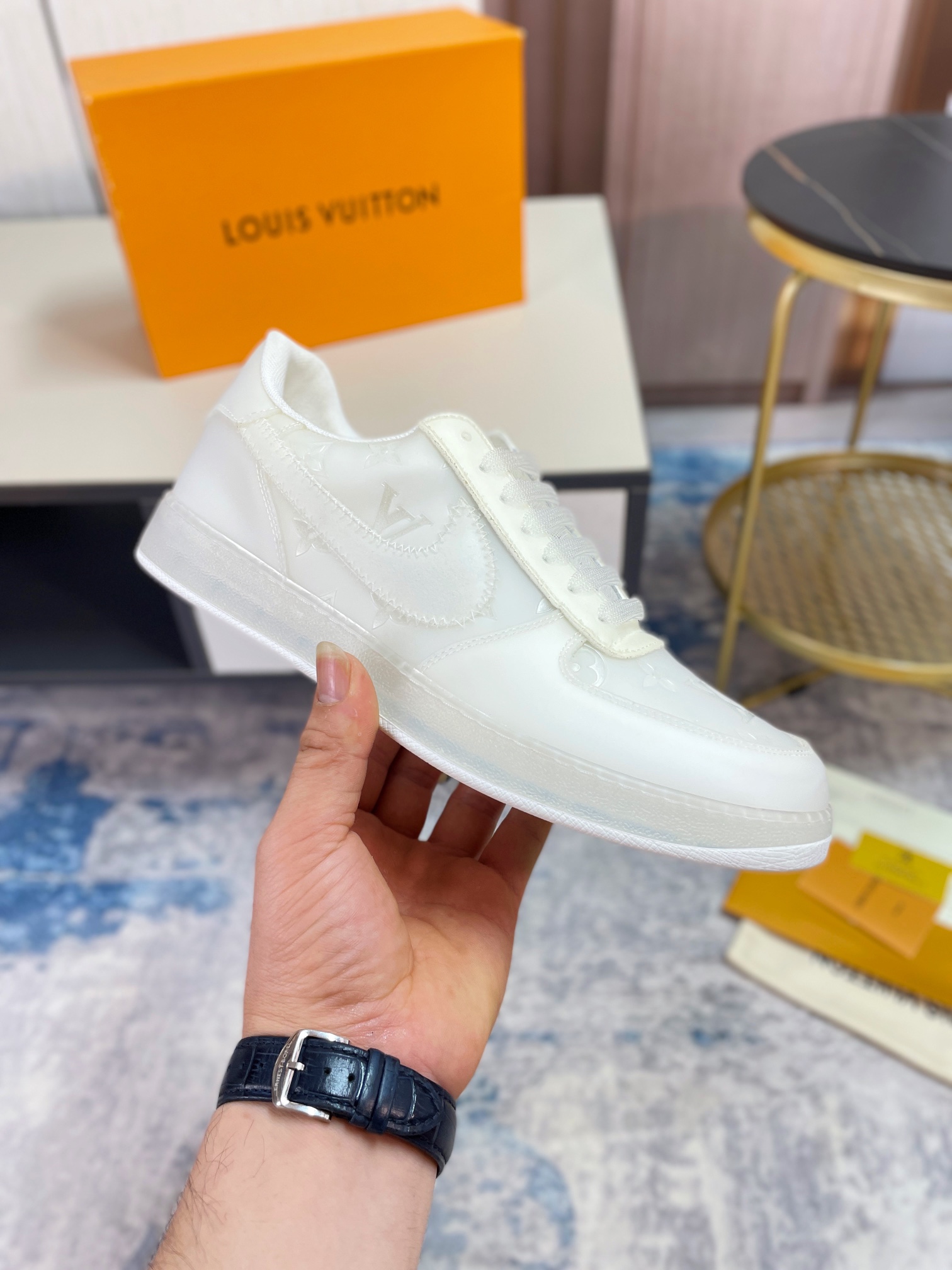 Louis Vuitton Casual Shoes Men Cowhide Fabric Rubber Casual