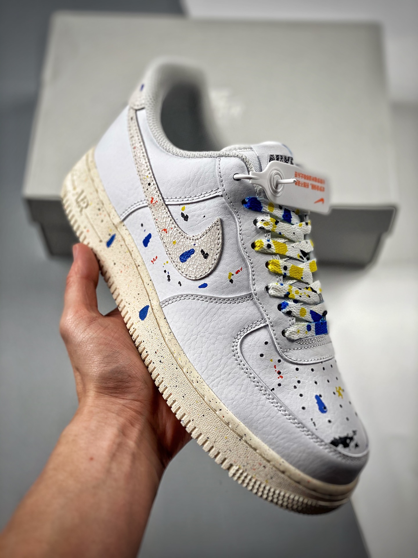 -3 Nike Air Force 1 '07 Gris claro con salpicaduras, zapatillas casuales de caña baja Air Force One, horma or…