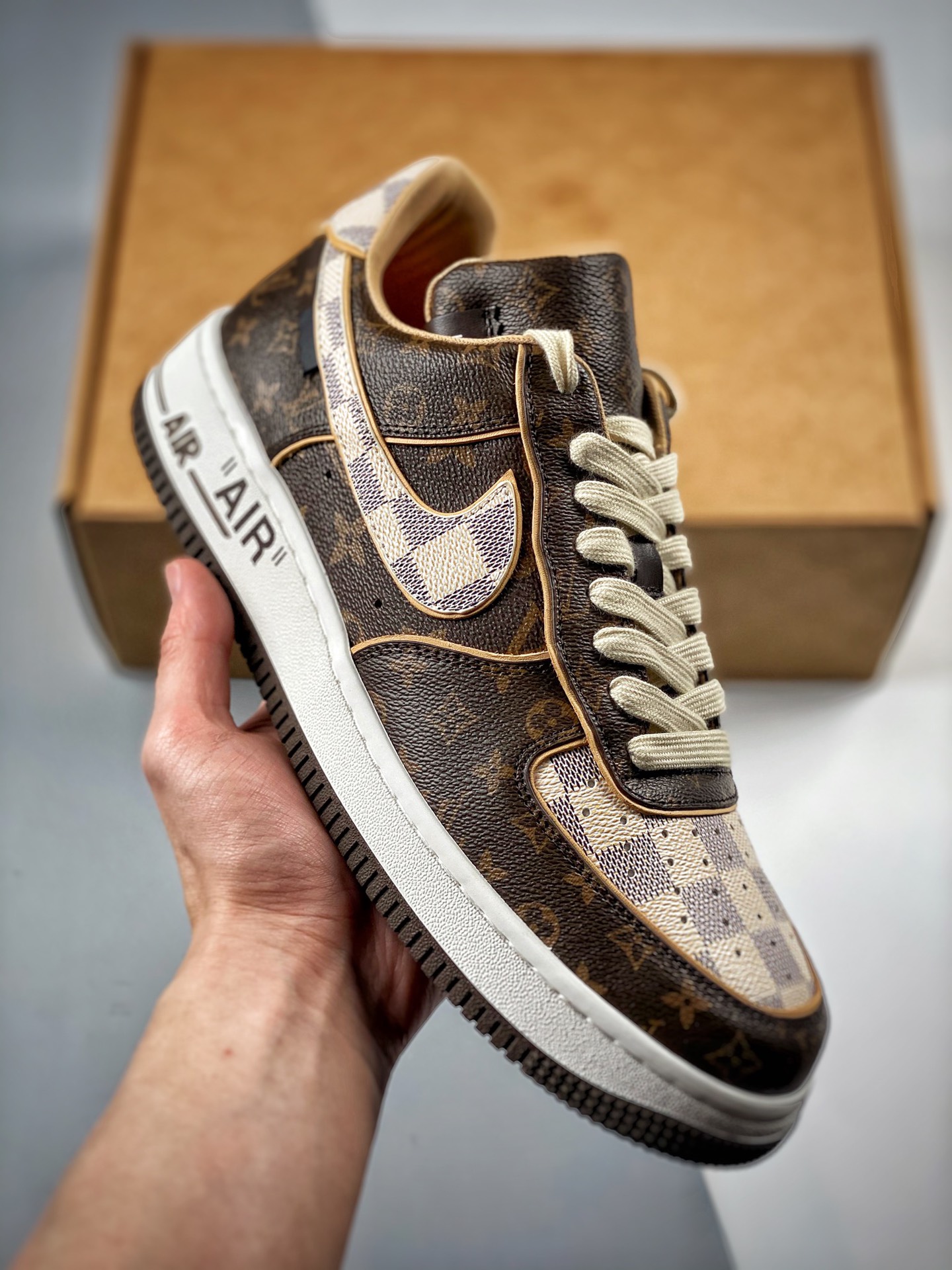 -8 ¡Versión superior del mercado! Louis Vuitton x NK Air Force edición colaboración, zapatillas deportivas casuales de …