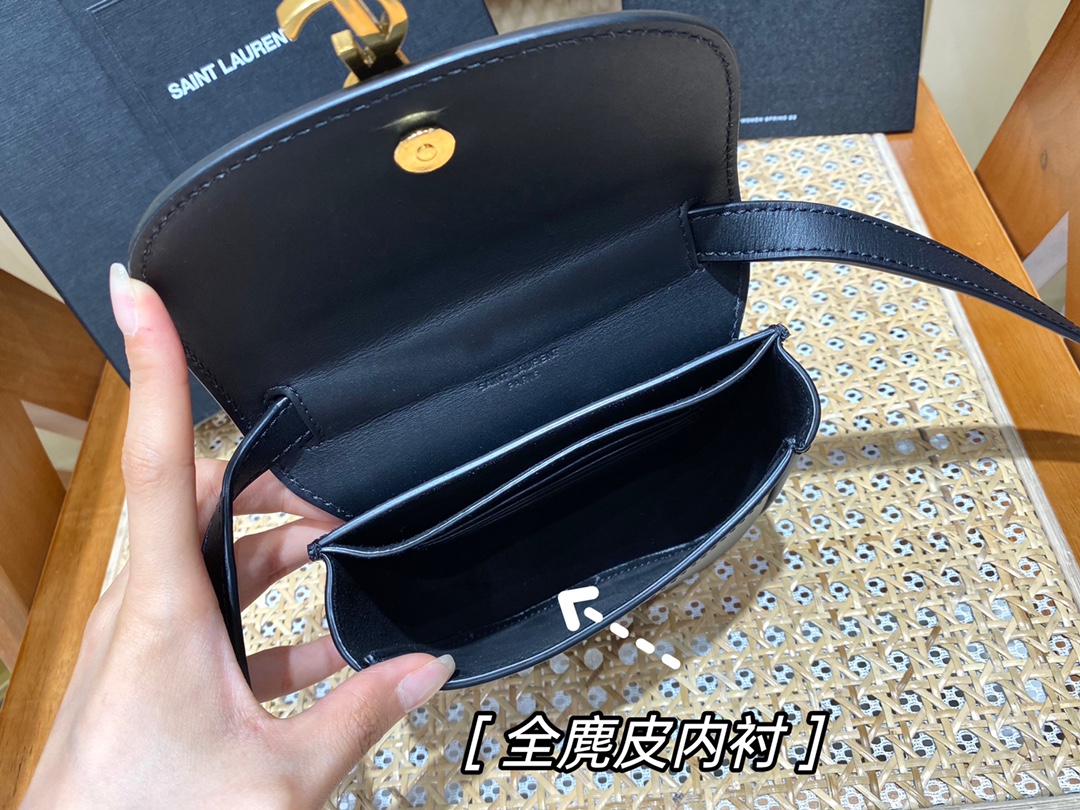 YSL 𝐊𝐚𝐢𝐚 𝐌𝐢𝐧𝐢 15CM 平纹马鞍包 623079黑色/金扣