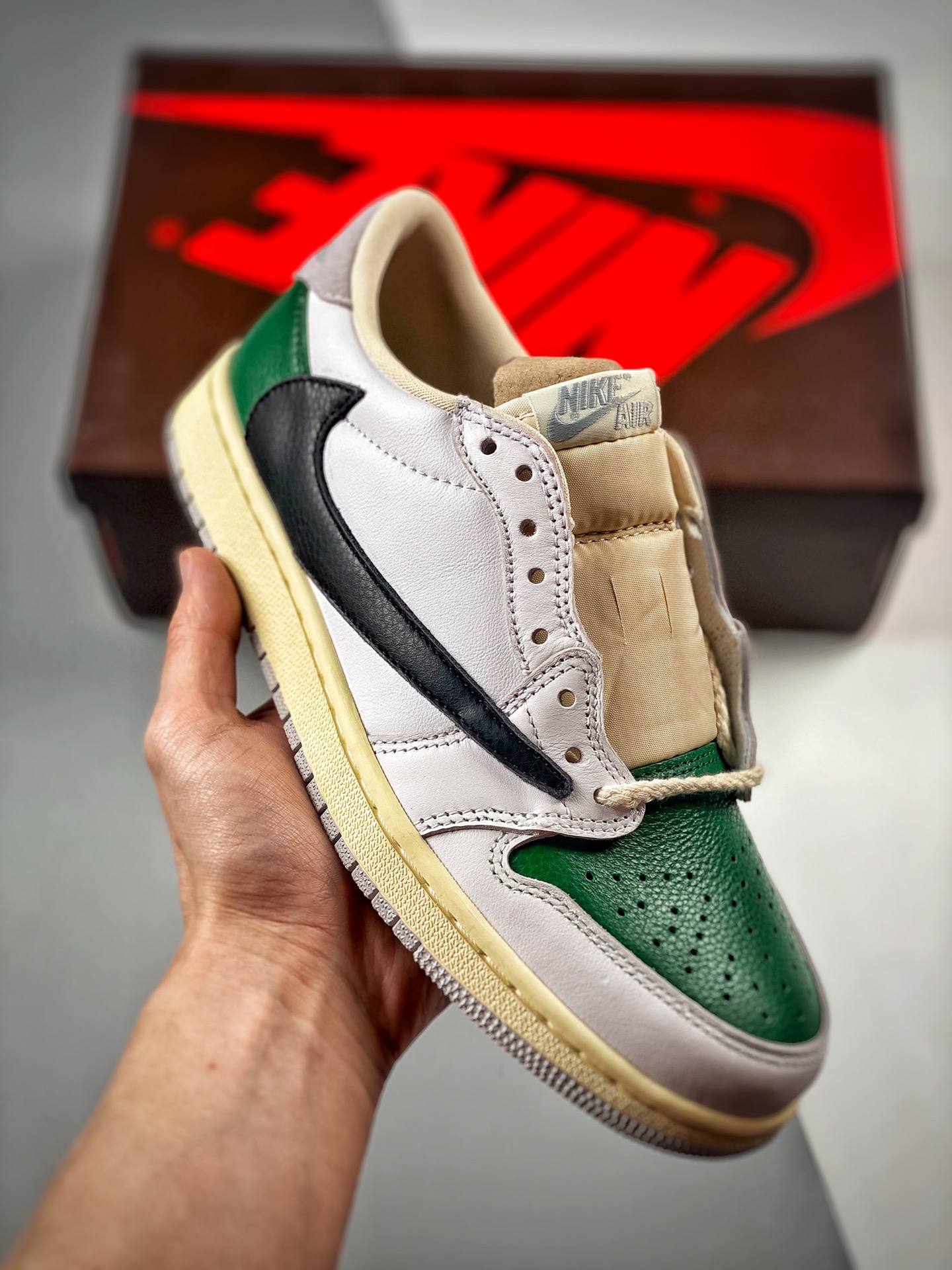 -4 Air Jordan 1 Military Blue TS colaboración triple con swoosh invertido, producción de fábrica grande, nivel puro ori…