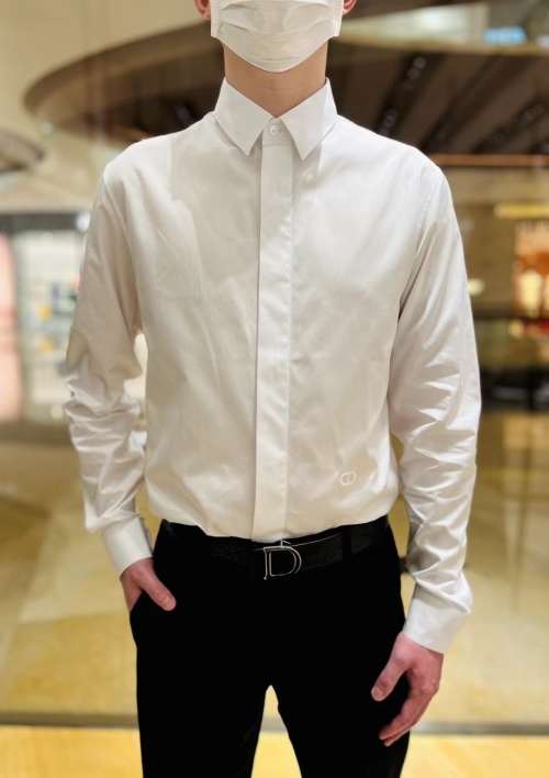 Dior Men's White Cotton Poplin Shirt with Embroidered Logo Detail - Modern Fit 1 Dior Men's White Cotton Poplin Shirt with Embroidered Logo Detail - Modern Fit