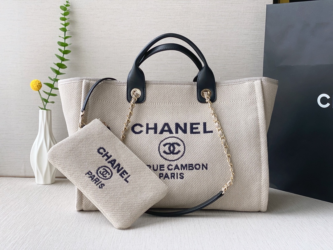 Chanel Taschen Handtaschen Tragetaschen Beige Schwarz Frühling/Sommer Kollektion Strand