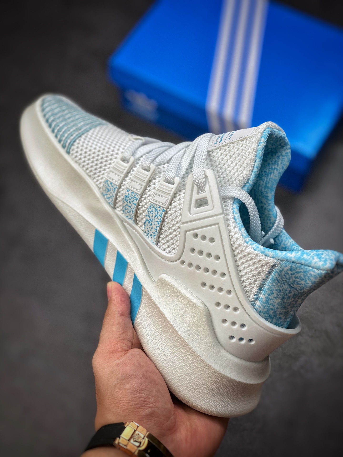 Original purchasing designated version Adidas EQT Bask ADV sea blue and white clover F33858