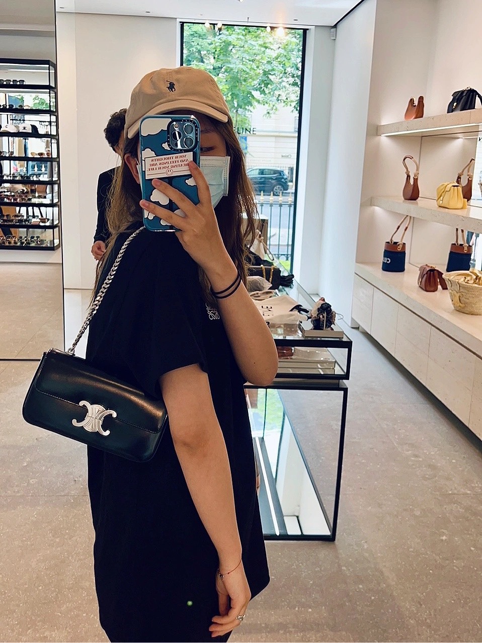 CELINE CHAIN SHOULDER 20.5CM BAG 197993黑色/银扣