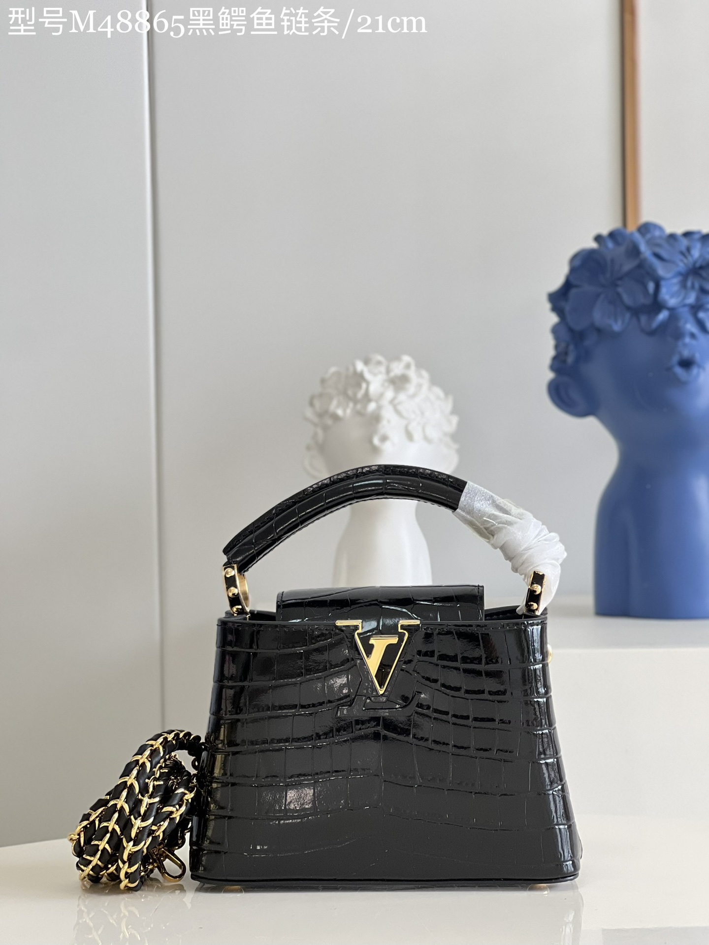 Louis Vuitton LV Capucines Bags Handbags Black Calfskin Cowhide Chains M48865