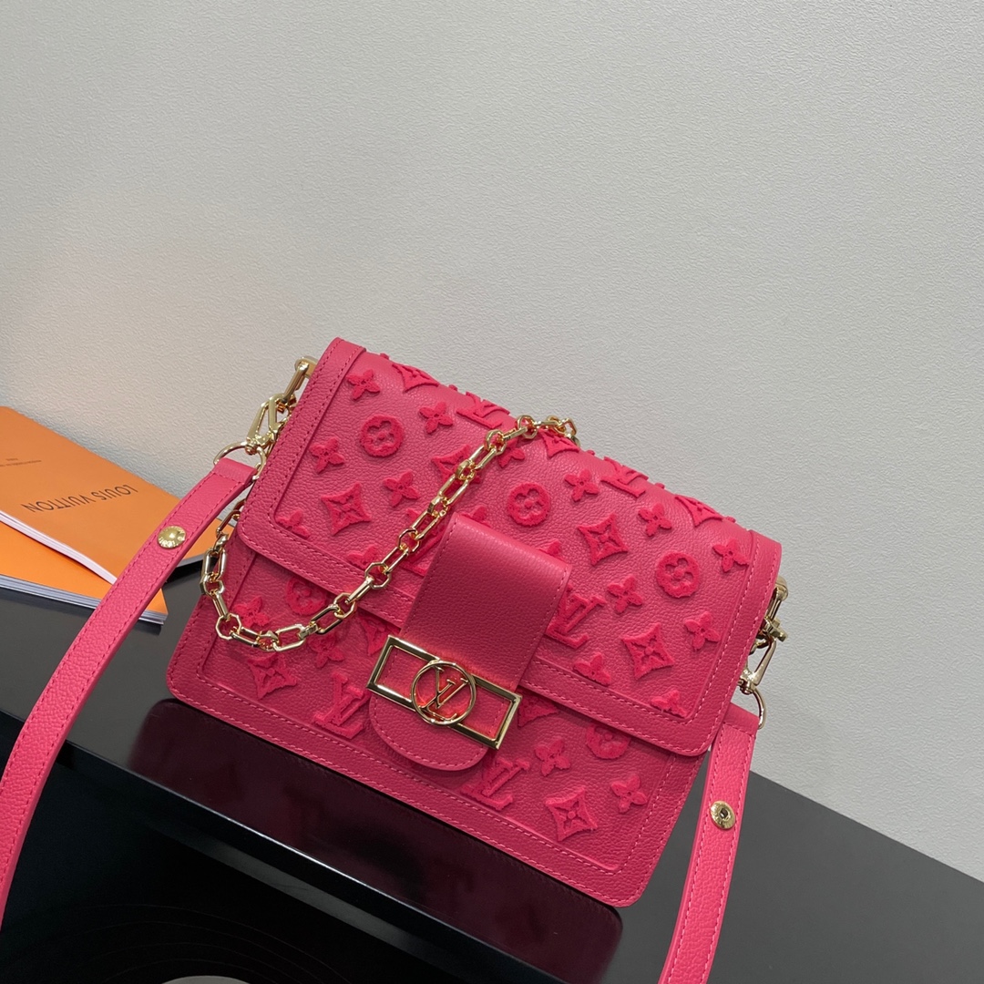 Louis Vuitton LV Dauphine Bags Handbags Pink Rose Cowhide M20747