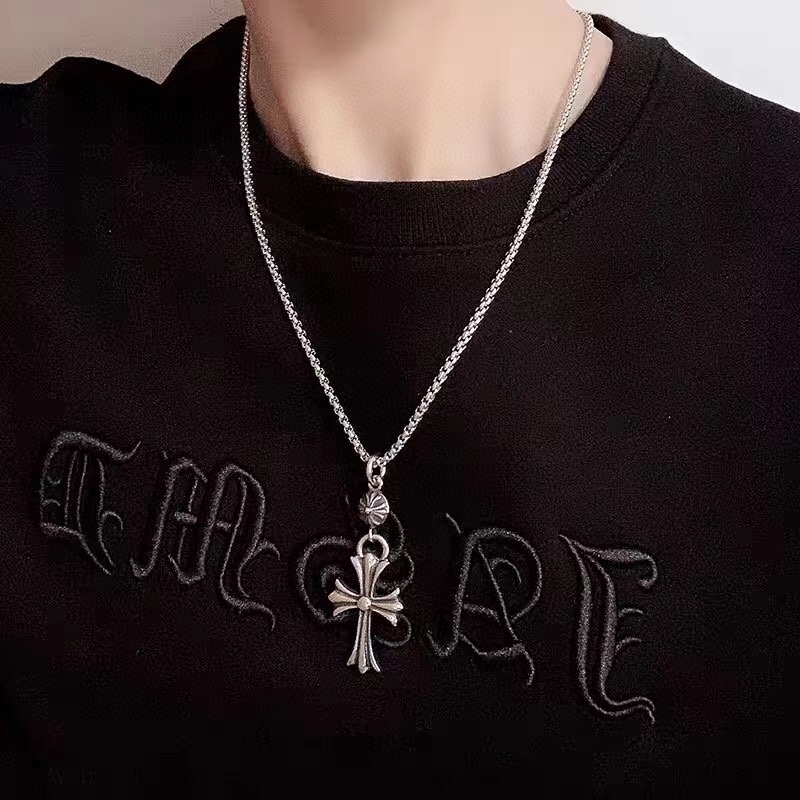 Chrome Hearts 款项链，单球十字架吊坠配圆珠链，尺寸50-70，可搭配其他项链