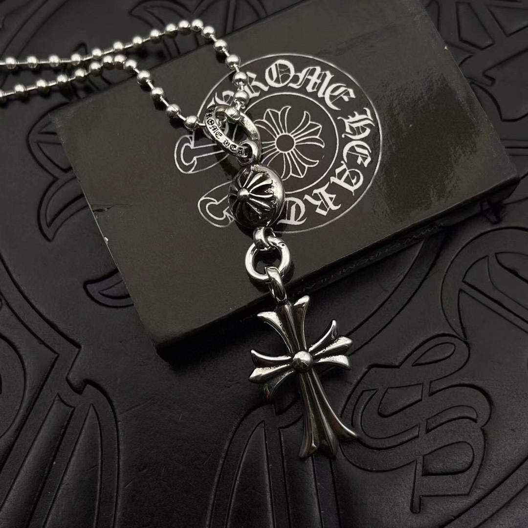 Chrome Hearts 款项链，单球十字架吊坠配圆珠链，尺寸50-70，可搭配其他项链