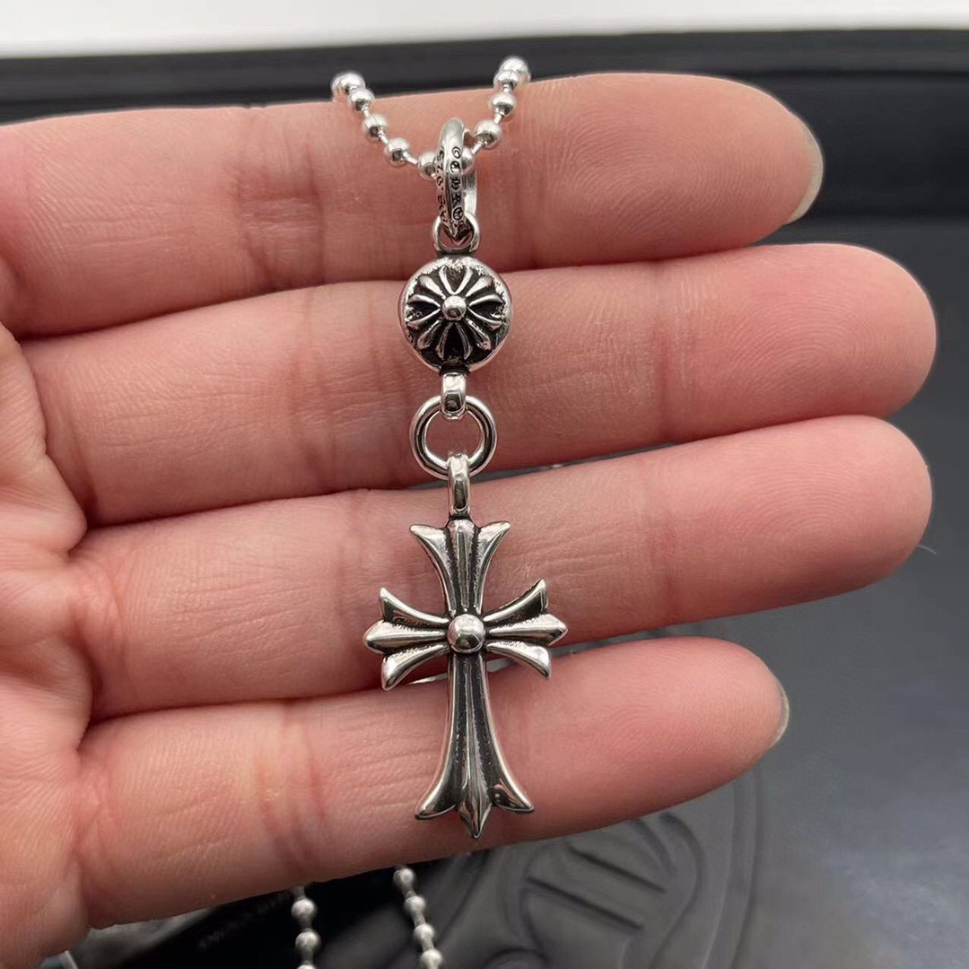 Chrome Hearts 款项链，单球十字架吊坠配圆珠链，尺寸50-70，可搭配其他项链