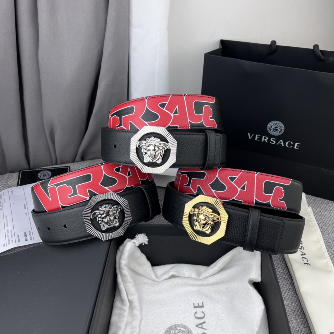 NO:140058,Original Versace, width 4.0cm, original single boutique, 3D Medusa belt buckle-Barocco print-Material, top layer cowhide, this smooth Saffiano leather belt is decorated with Barocco print. It is equipped with a belt buckle with 3D Medusa. Top belt, belt, versace, cowhide19860909原单 范思哲,宽4.0cm,原单精品,3D美杜莎腰带扣-Barocco印花-材质,头层牛皮,此款光滑的Saffiano皮革腰带饰有Barocco印花.配有带3D美杜莎的腰带扣.顶级皮带,皮带,versace,cowhide,Belt